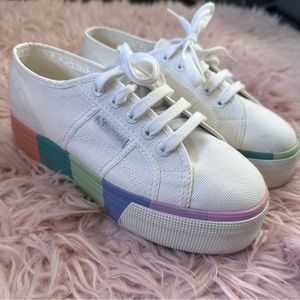 women’s size 6 superga rainbow platform sneakers